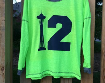 12 Long Sleeve Boyfriend Tee, Football Long Sleeve Boyfriend Tee, Seattle Seahawks Long Sleeve Shirt