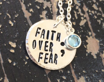 Faith Over Fear Semicolon Necklace