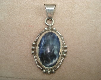 Sterling Silver Large Fancy Bezel Set Pendant Taxco TC-134 Hallmark