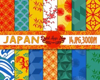 JAPANESE Digital Papers Pack - Seamless Patterns - 14pcs 300dpi (paper crafts,card making,scrapbooking) Personal and Commercial use