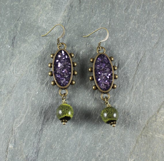 Bohemian Chic ~ Purple and Green earrings