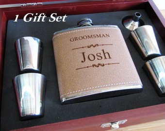 Set of 1 Unique Groomsman Wedding Flask Gift Box // Best Man Gift Box // Bridesmaid Gift Box Set // Wedding Party Favors //Mens Wedding Gift