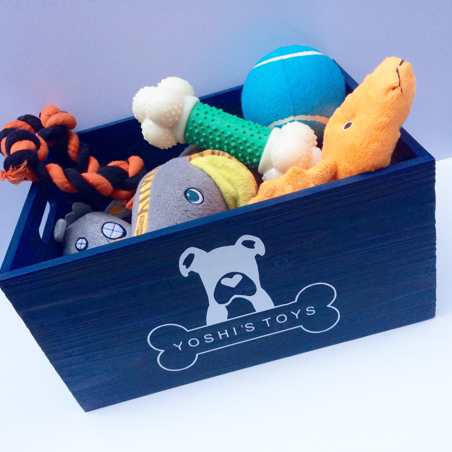 grey dog toy box