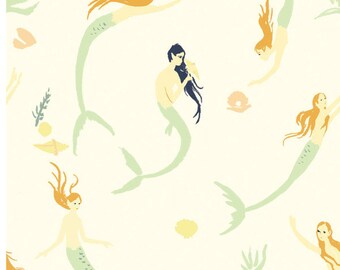 Mermaid fabric - Birch Fabrics organic cotton Saltwater Mermaids Day