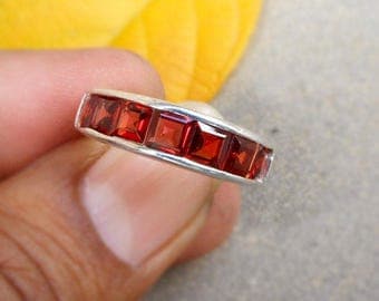 garnet eternity ring half eternity band garnet channel set ring sterling silver wedding rings red - Garnet Wedding Rings garnet eternity ring half eternity band garnet channel set ring sterling silver wedding rings red - Garnet Wedding Rings