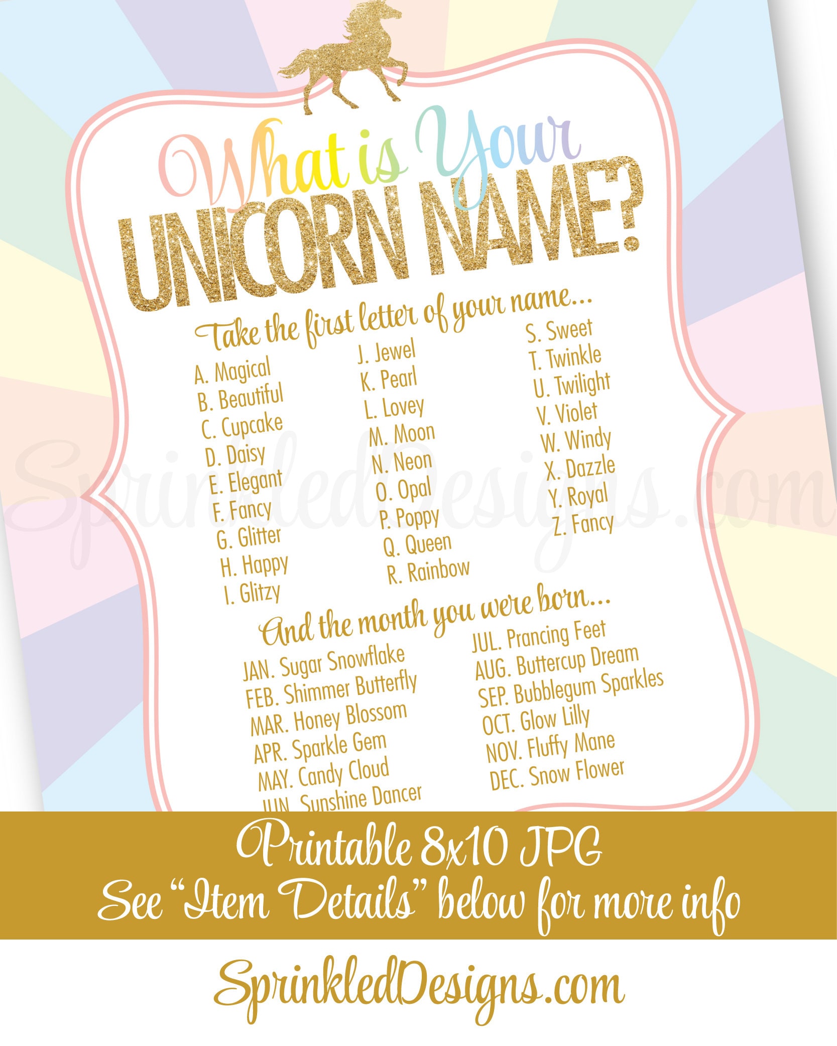 Your Unicorn Name Party Sign Your Unicorn Name Party Game