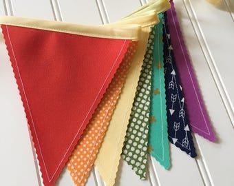 Rainbow Bunting Banner, Party Decor, Baby Shower Decor, Nursery Decor, Photo Prop, Fabric Bunting, Pennant Banner, Garland, Bunting