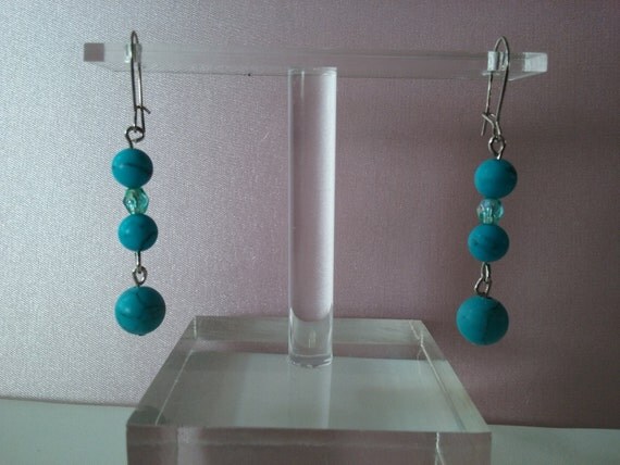 Faux beads link drop earrings