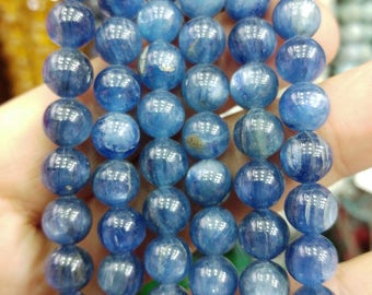 Round Kyanite beads, 8 mm gemstone beads, semiprecious stones, jewelry design, wholesale beads B80