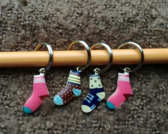 Knitting Stitch Markers ~ Set of Colourful Socks ~ Enamel Stitch Markers ~ Knitting Notions