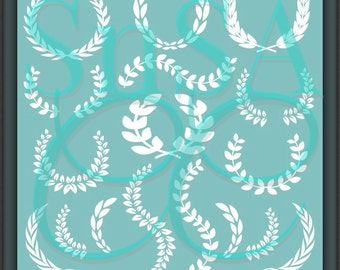 Laurel SVG Wreath Monogram Circle Letter Beach Heart Love Arrow Wedding Wife Tribe Door Mailbox Frame Cup Mug Sign Hello Decal Cup Glass 17.