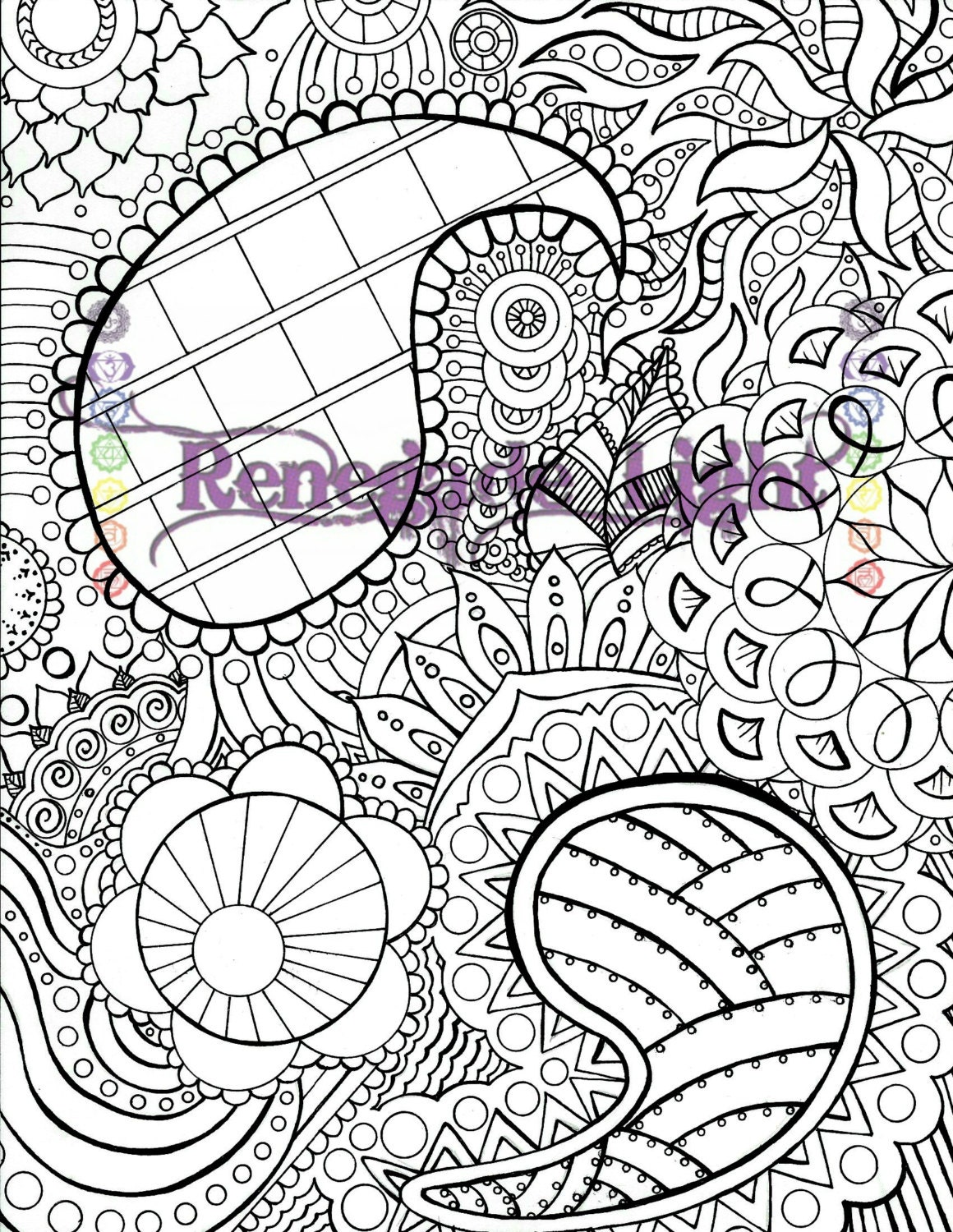 Zentangle Coloring Page Digital Download Coloring Page Zen