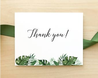 Wedding Thank You Cards / Tropical Greenery Palm Leaf Suite / Modern Hawaii Destination Wedding / #1124