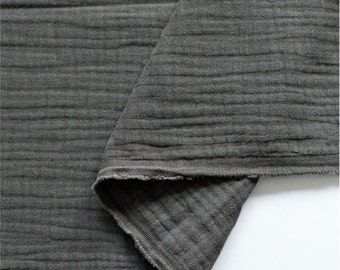 Crinkled Triple Gauze Fabric Charcoal By The Yard