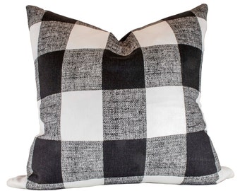 Buffalo Check Pillow Cover - Premier Prints Anderson Black Pillow Cover - Made to Order in Over 20 Sizes with Invisible Zipper