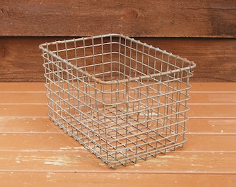 Locker Basket, Industrial Wire Basket, Vintage Locker Basket, Storage Basket