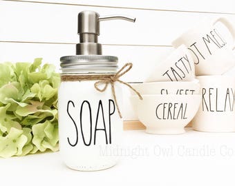 Rae Dunn Inspired Soap Dispenser, Mason Jar Soap Dispenser, Farmhouse Kitchen, Farmhouse Soap Dispenser, Rae Dunn Decor, Farmhouse Decor