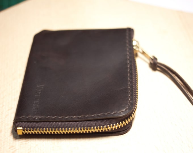Italian Pull-Up Leather Mini Zip Wallet/Small leather wallet /Zip wallet/Leather Card holder/Men's Leather Wallet