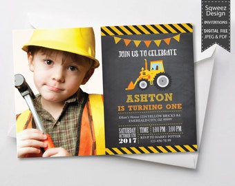 Construction Birthday Invitation, Construction Party, Construction Birthday, Construction Invitation, Boys Construction - JPEG & PDF File