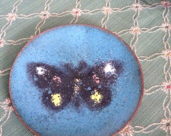 Vintage Enameled Copper Ashtray