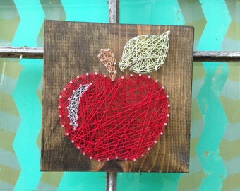 Apple String Art, Nail Art Apple, Teacher Thank You Gift, Teacher Sign, Classroom Decor, Back to School Decor, Wood Apple Sign, Custom Sign