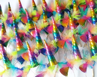 Rainbow Unicorn Party Pack - Rainbow Unicorn Headbands - Rainbow Unicorn Horns - 20% off