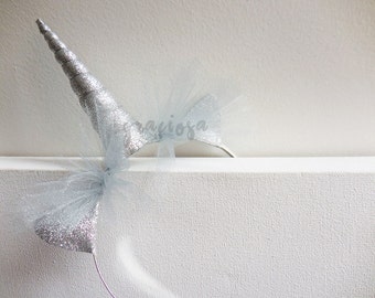 Sparkly Silver Unicorn Headband - Sparkly Silver Unicorn Horn - Silver Unicorn Headband - Silver Unicorn Horn - Silver Unicorn Costume
