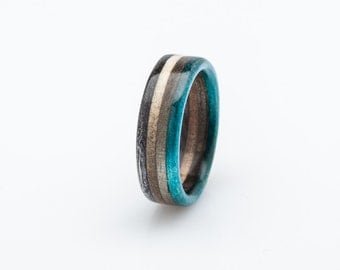 Recycled Skateboard Ring, Wooden Ring, Wedding Ring, Recycled Ring, Upcycled Ring Waterproof