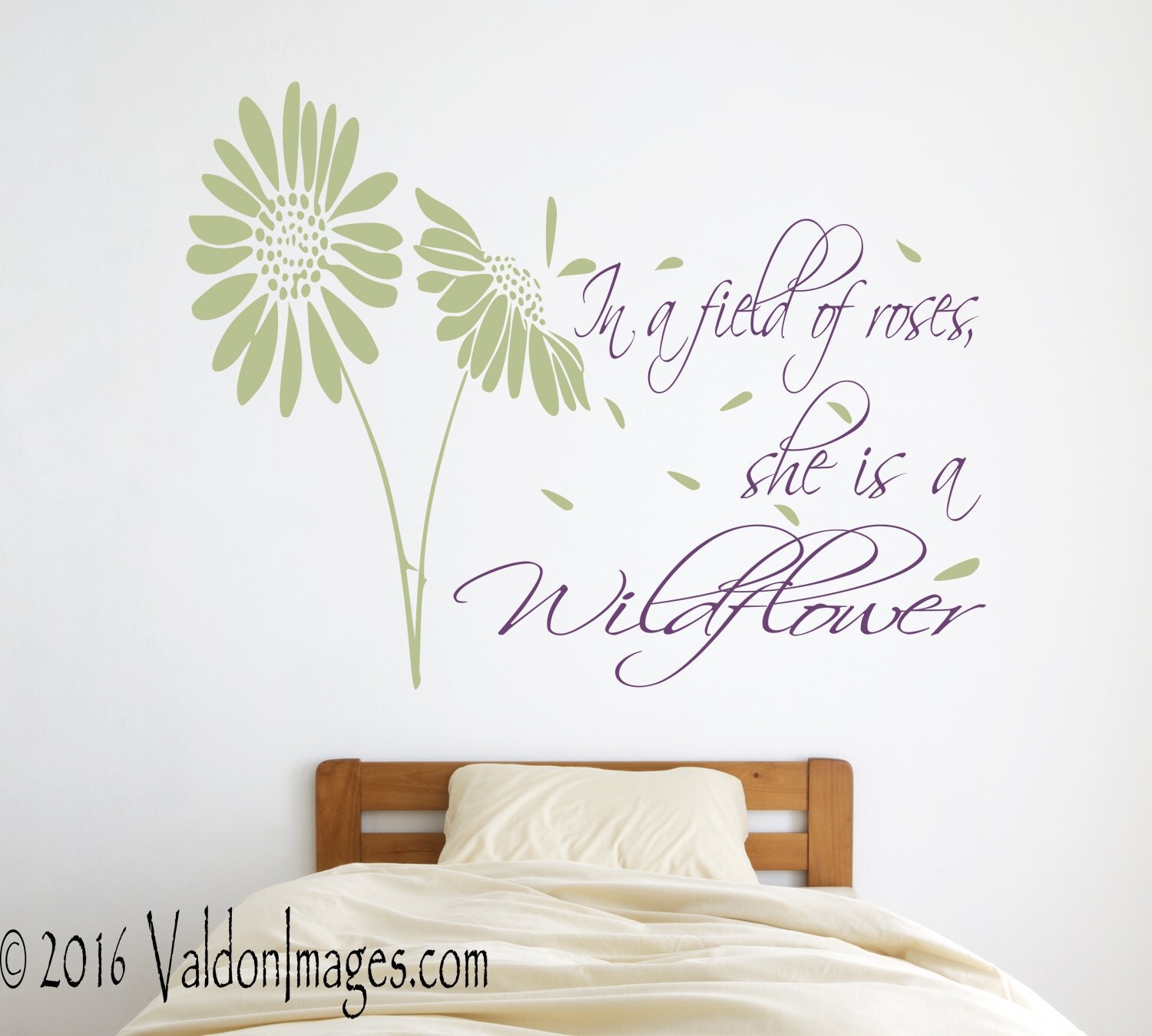 Wildflower quote wall decal motivational wall decal boho