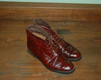 Women Size 5 1/2 Vintage Vero Cuoio "Fia'le Collection" Brown Leather Ankle Boots/Booties
