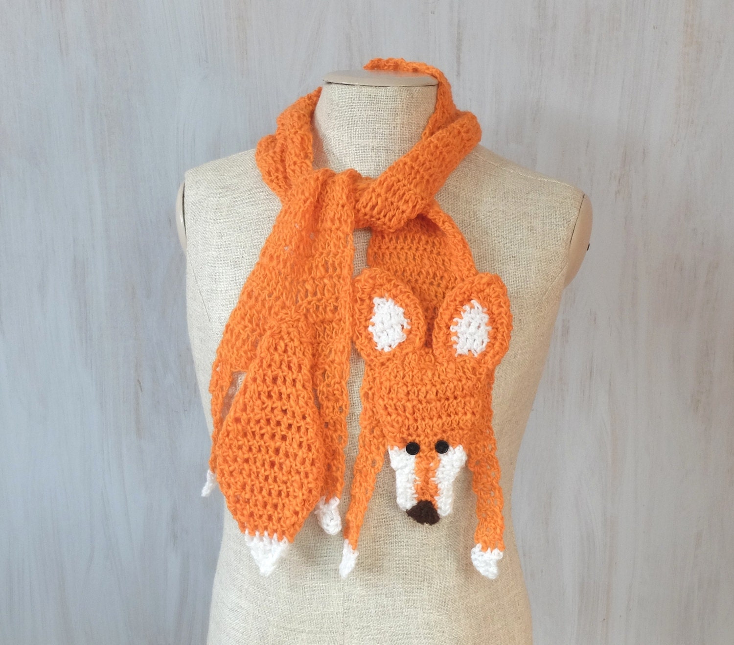 Red fox scarf For baby Handmade soft Crochet scarf Animal