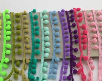 Pom Pom Trim, Felt Ball garland, Bobble Trim, Fringe,