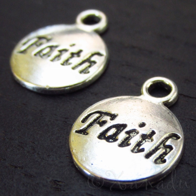 Faith Charm Pendants 10/20/50 Wholesale Antiqued Silver