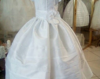 First Communion dress, white dress girl, first communion, christening, celebration, ceremony, elegant embroidered crystals, white