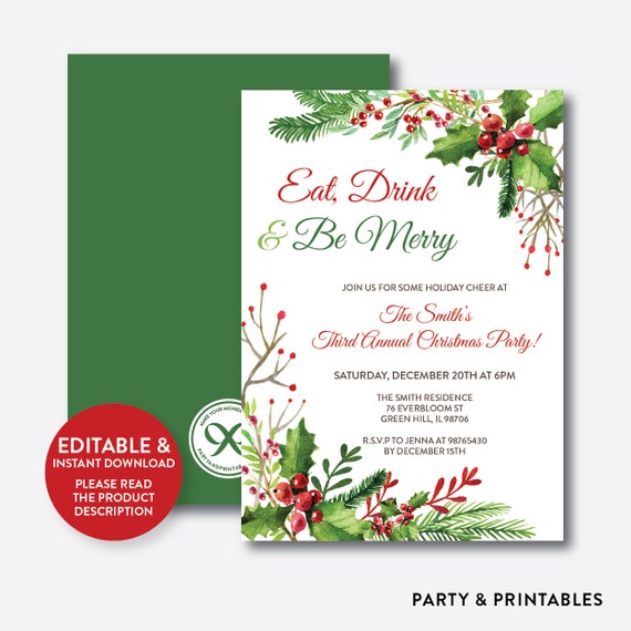Free Editable Christmas Party Invitations 8