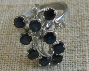 Vintage silver and sapphire ring