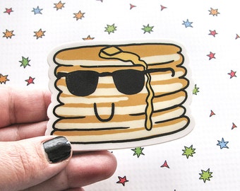 Pancakes Sticker, Laptop Sticker, Car Sticker, Bumper Sticker, Vinyl Sticker, Cute Food, Funny Food, Cute Breakfast, Skateboard Sticker