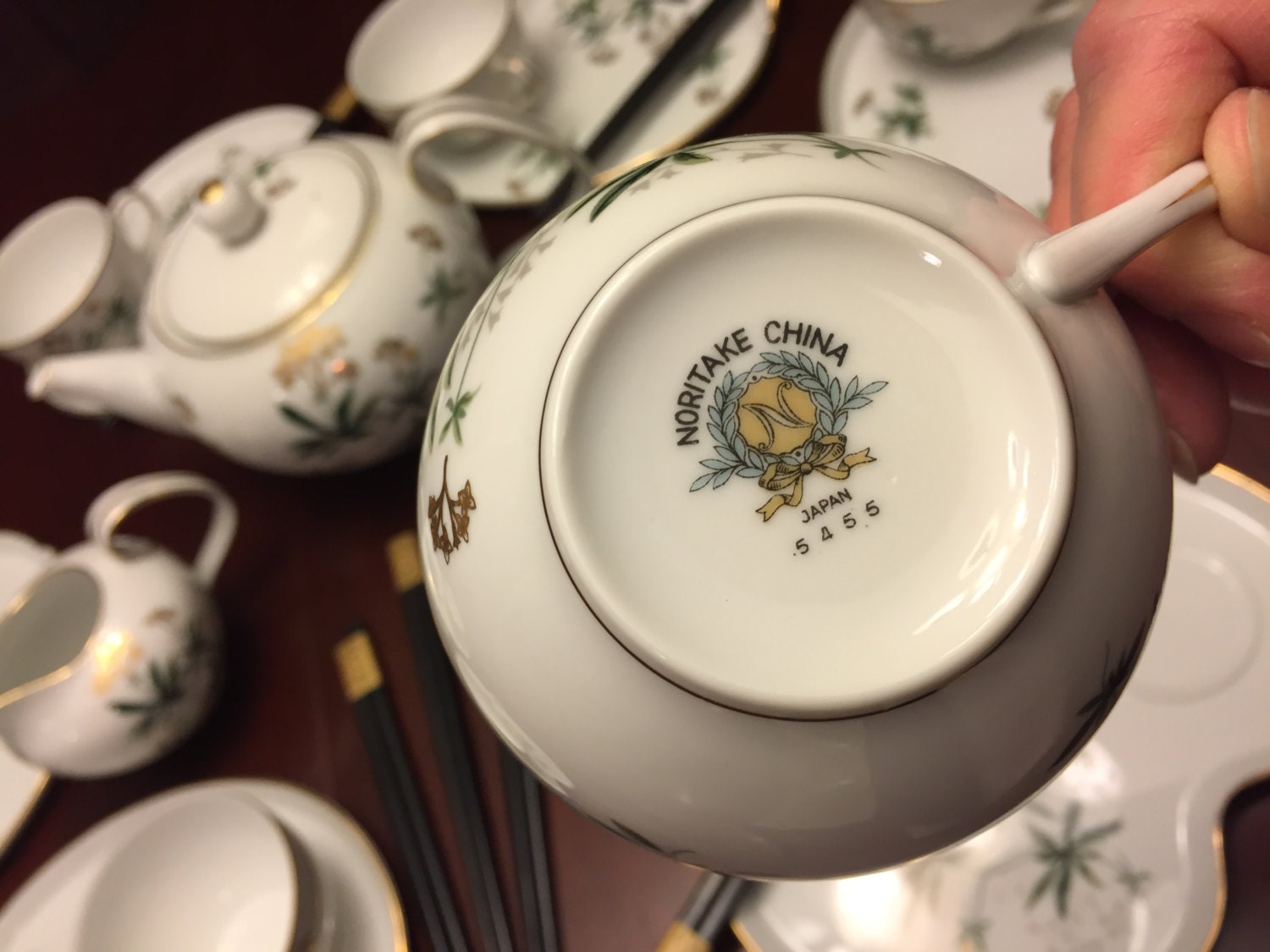 Asian Noritake Tea Set MidCentury Fine China Rare matching