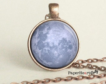 Blue Moon Necklace - Blue Moon - Copper - Moon Necklace - Blue Moon Charm - (B2021)
