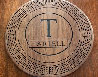 Custom cribbage board personalized with your name. Made from solid black walnut wood. Gift for him, gift for her with superior craftsmanship