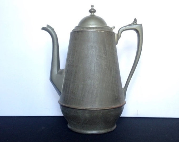 Storewide 25% Off SALE 19th Century Antique Civil War Era E.B. Manning 1862 Pewter Hinge Lidded Coffee Pot Featuring Edwardian Style Design