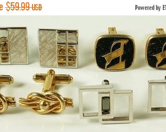 Storewide 25% Off SALE Lovely Collection of four silver and gold vintage designer style cuff links perfect for a well dressed professional