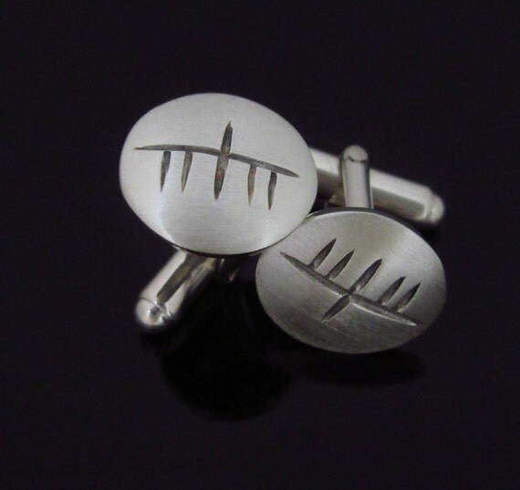 Handcrafted Silver Ogham Cufflinks - Pesonalized - Handcrafted in Ireland - Free Worldwide Shipping