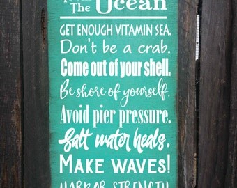 beach sign, beach decor, Wisdom From The Ocean Sign, beach house decor, beach house sign, ocean sign, beach, beach cottage decor, 276/278