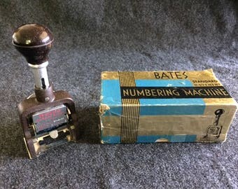 Vintage Bates Numbering Machine in box
