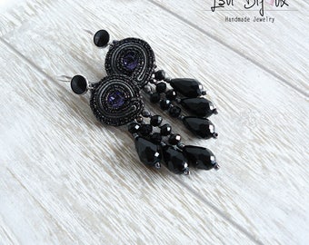 Bordado soutache, pendientes hechos a mano, mano, joyería de Soutache, hecho a mano de Italia, OOAK