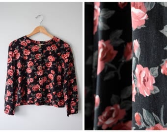 80s rose print blouse | M