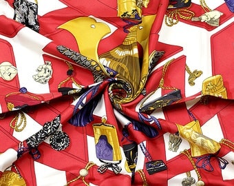 HERMES SCARF Silk "Reveries Japonaise" by Caty Latham Vintage 90cm Carre 100% Auth