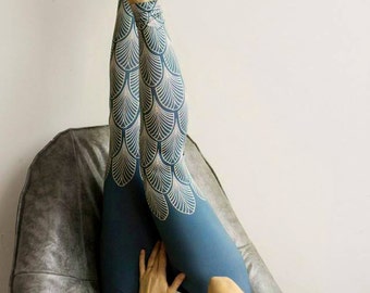Printed Leggings/ Womens Yoga Leggings/ Art Deco Pattern/ Boho Yoga Pants/ FREE SHIPPING/ Freeberry