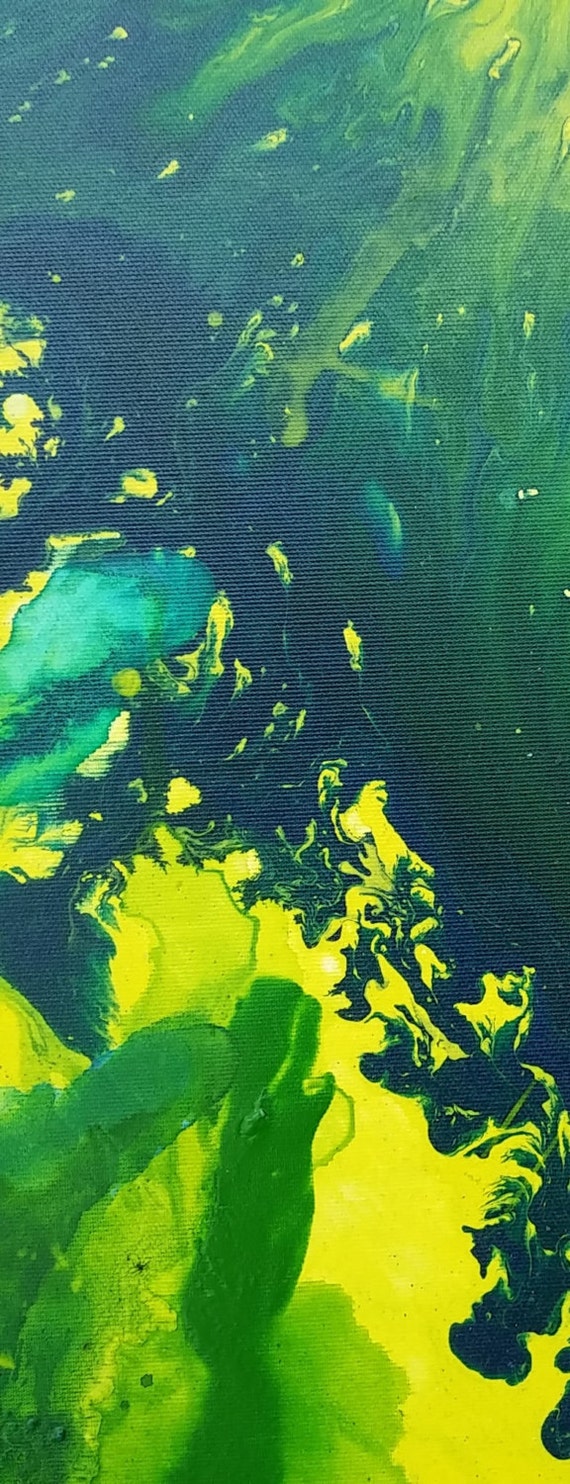 Modern green art painting large modern canvas by YedidaArtStudio